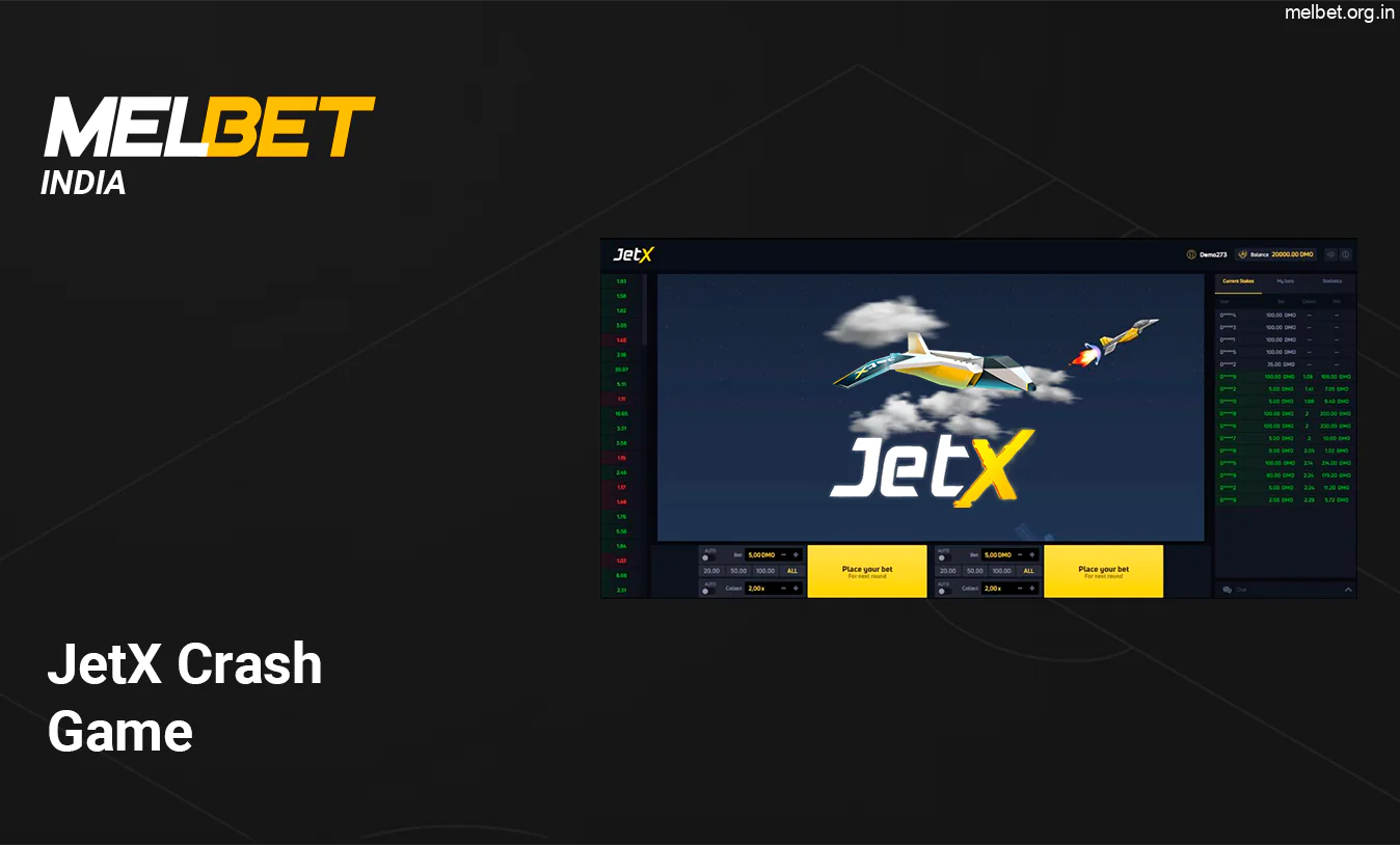 You can play JetX Crash Game at Melbet