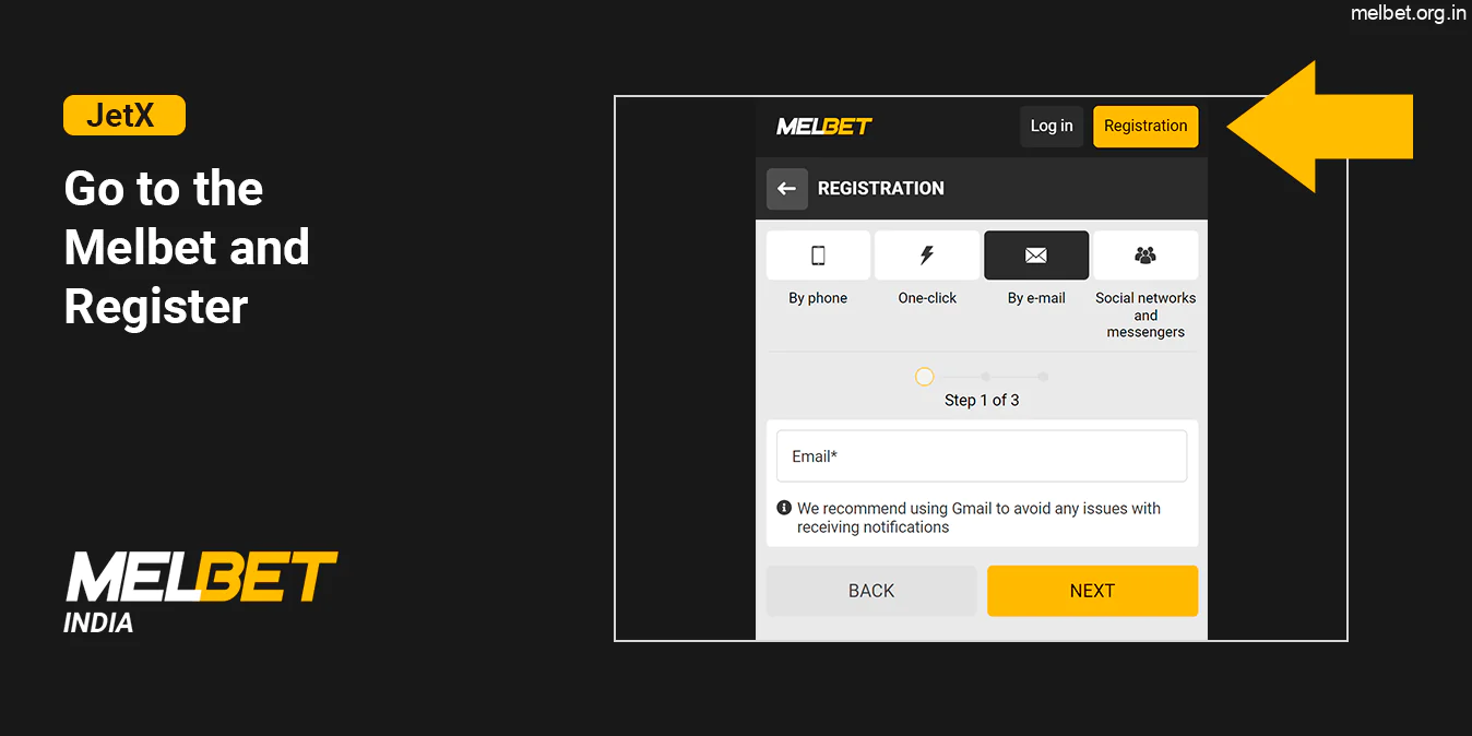 To start playing JetX Melbet you should register